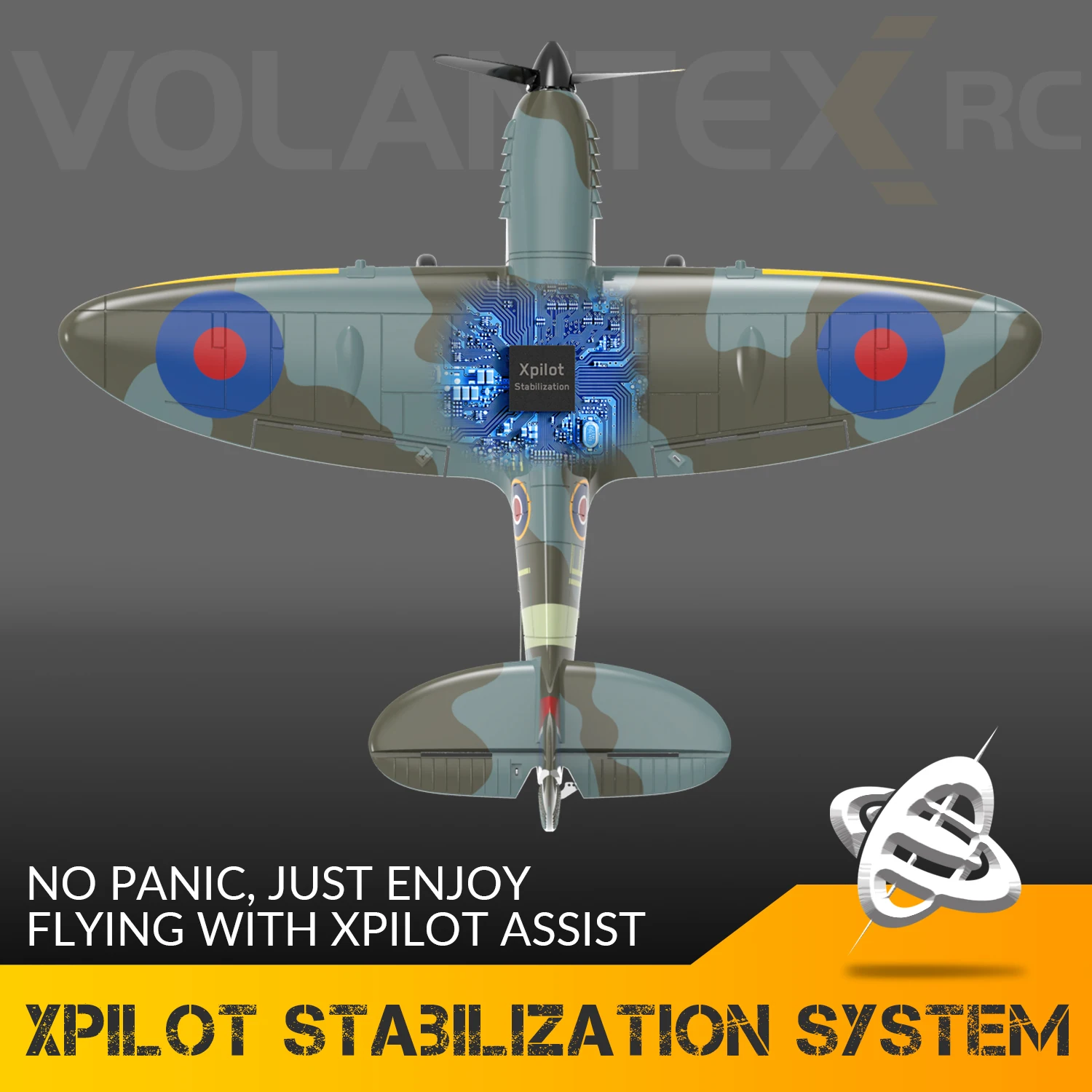 Volantex rc 761-12  Spitfire Fighter 400mm Wing Span 2.4G Remote Control Aircraft RTF One Stunt Gift XPILOT STABILIZATION SYSTEM 5
