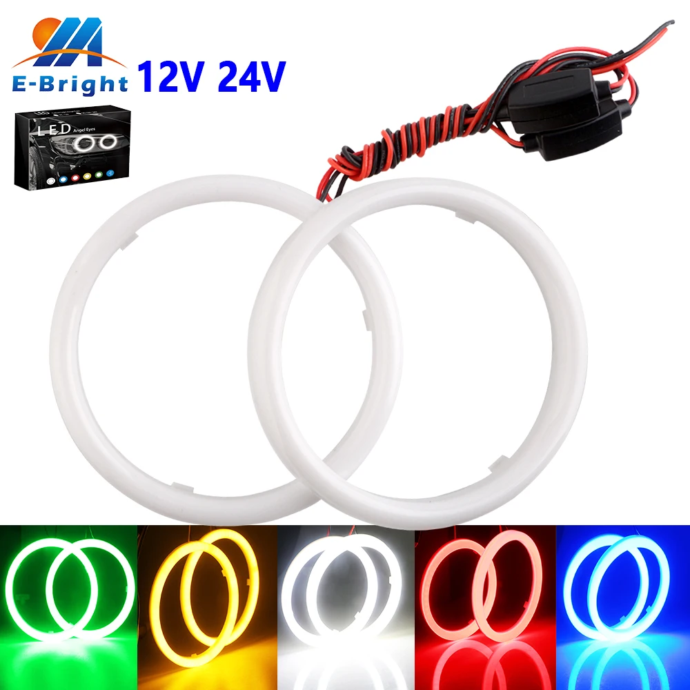 1X Angel Eyes Halo Ring COB Led Car Motorcycle Scooter Headlight ...
