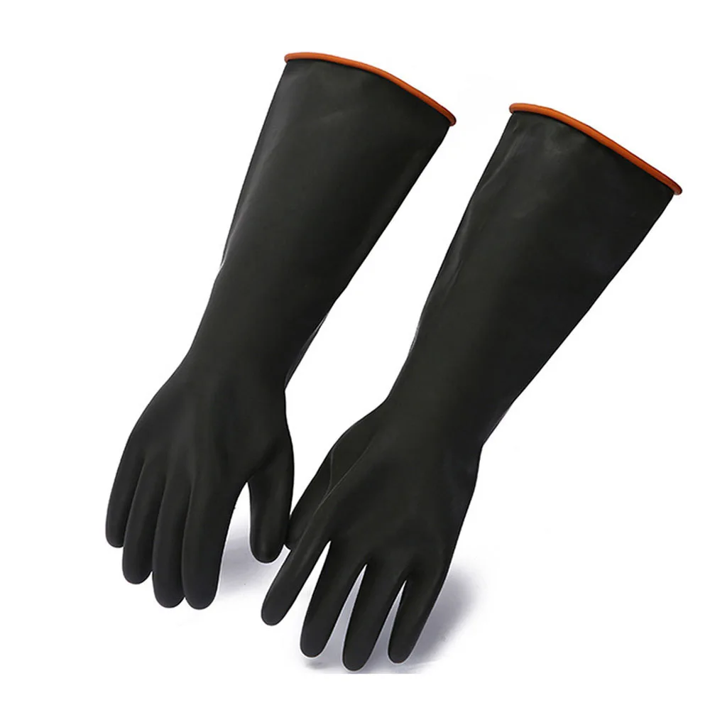 Black Waterproof Gloves for Cleaning, Plumbing, House or Garden Work,  Chemical Latex Gloves Work for Acid