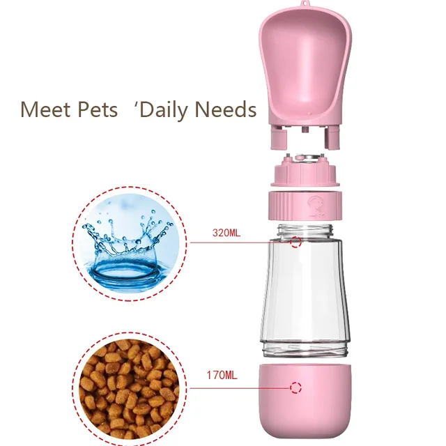 Twist Open Dog Water Bottle Portable Drinking Water Feeding Food Bowl Traveling Walker Dog Accessories Outside Puppy Pet Bottle 4