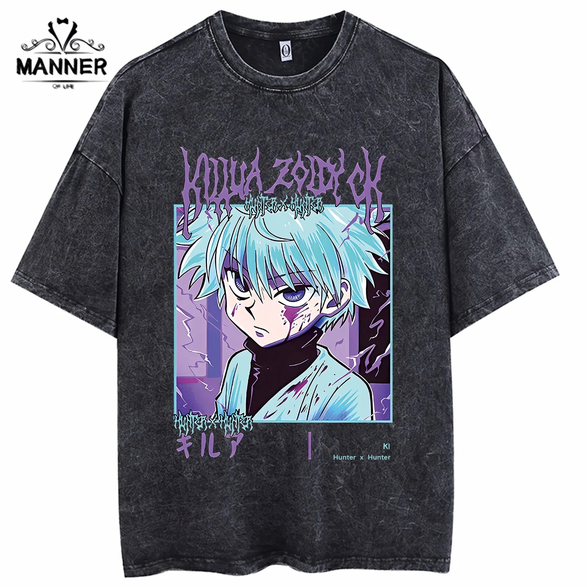 Anime HUNTERxHUNTER T-shirt 100% cotton Vintage Manga Women Men Short sleeve oversized hip-hop Street