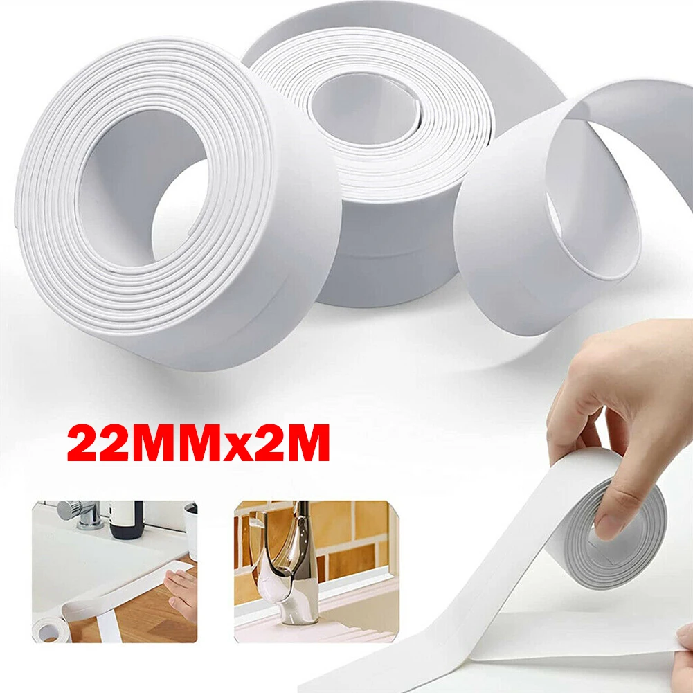 2M PVC Waterproof Tape Sink Crack Strip Kitchen Bathroom Bathtub Corner Sealing Tape Self Adhesive Sink Stove Crack Stickers