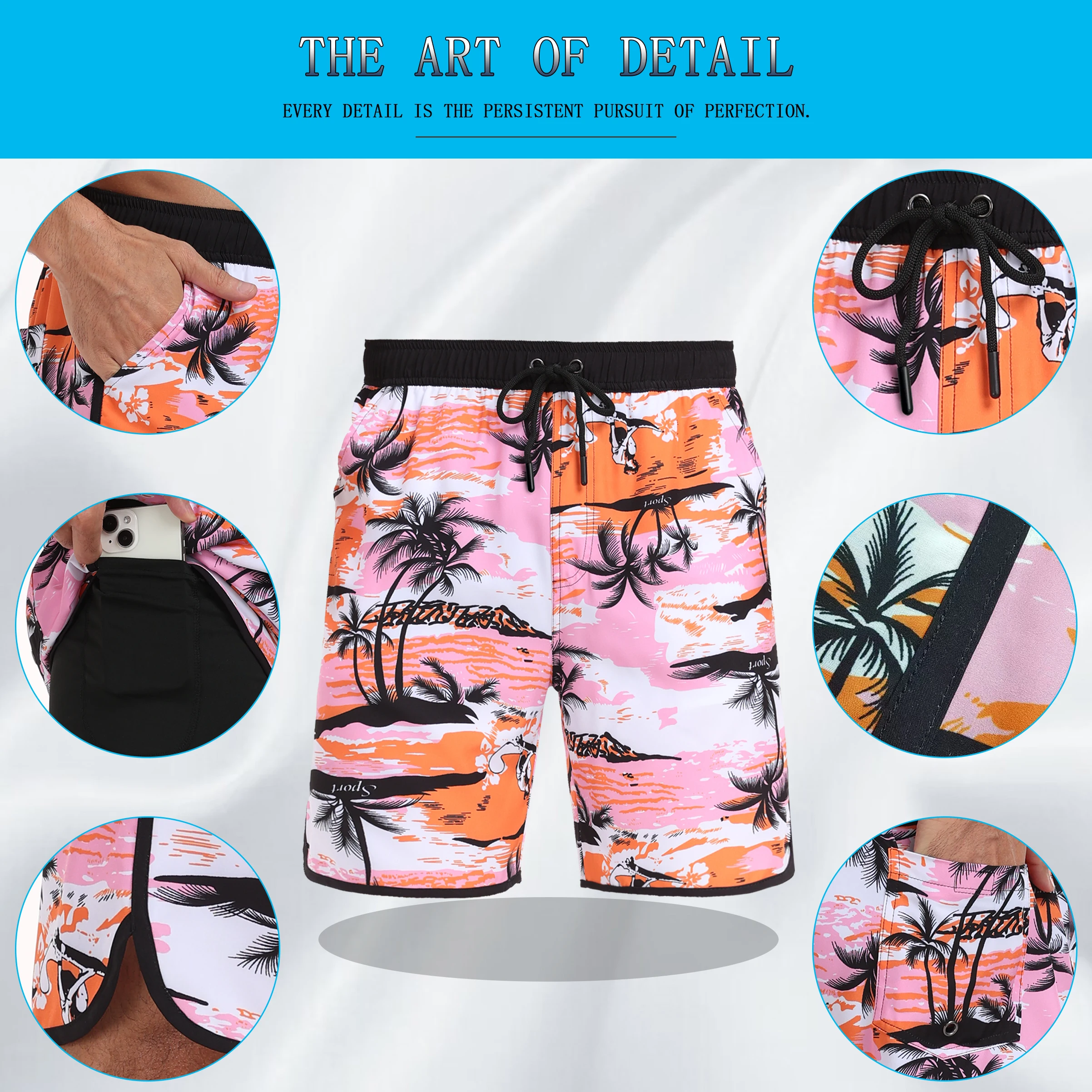 Beach Pants Summer Men Casual Vacation Printed Comfortable Breathable Street Clothing