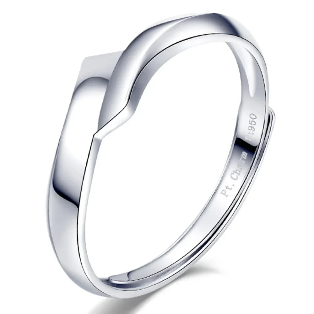 

1PCS Real Pure Platinum 950 Band Women Lucky Gift Craved Simple Ring 2.4g