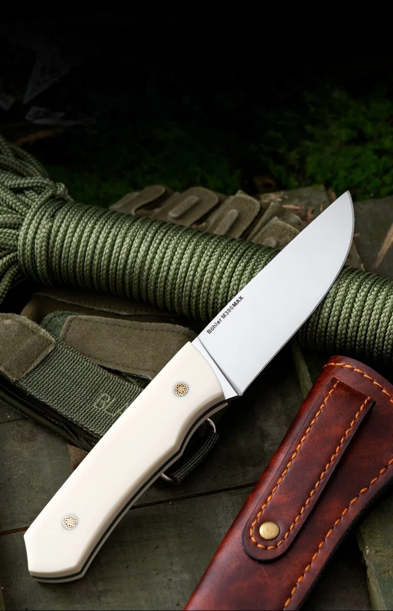 Neues Bestseller-Messer M390 mit Hoher Härte, Skandinavisches Design, Spiegelpoliert, Knochengriff, Sammlerstück, Camping- und Obstmesser – Detail 2