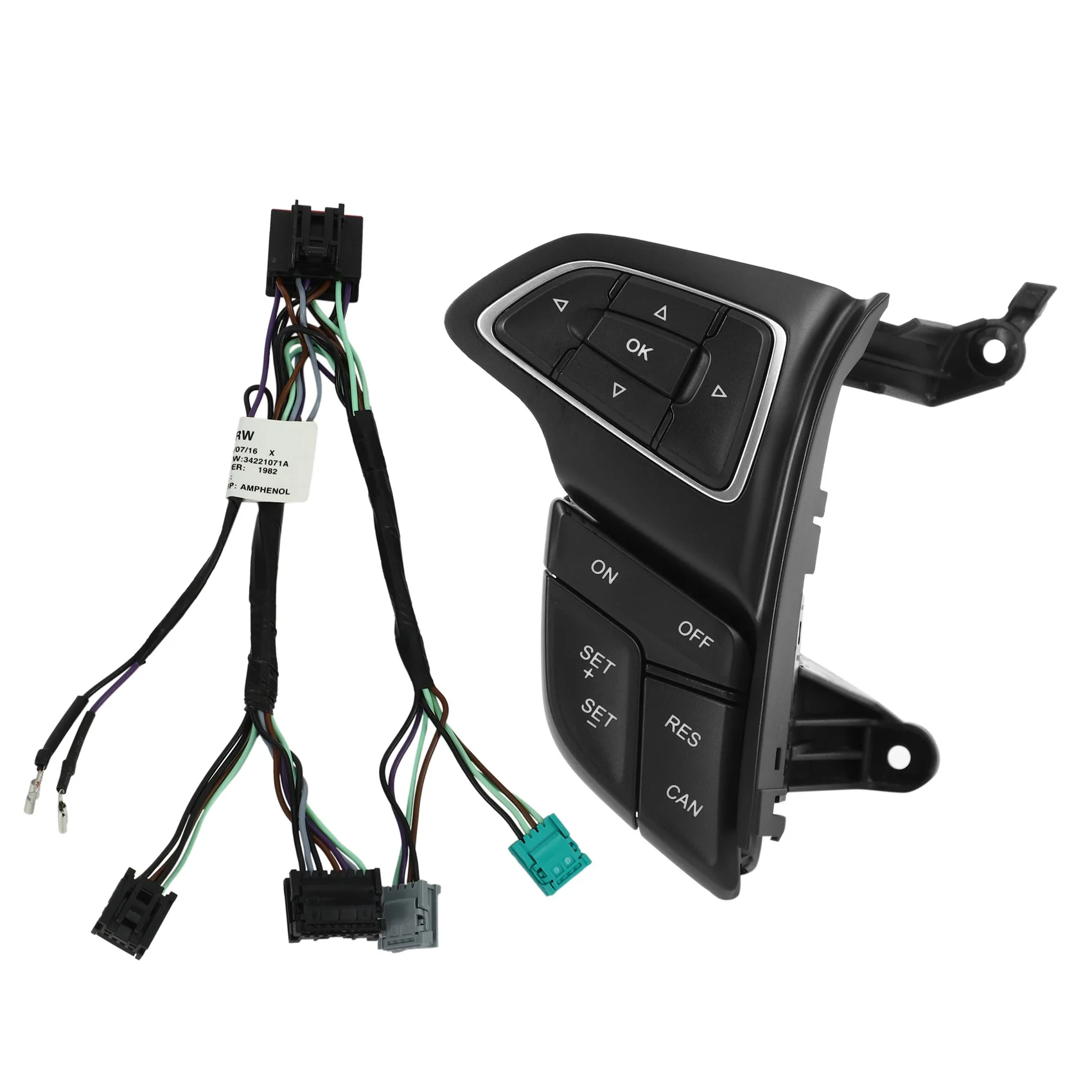 

For Focus Mk3 2015-2017 Kuga 2017 Control Switch Multifunction Steering Wheel Button Bluetooth Audio Button(Without Lim)