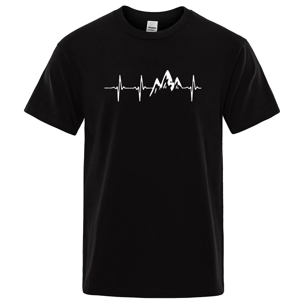 

Mountain Ecg T Shirt Summer Men Women Short Sleeve T-Shirt Funny Hip Hop Tees Tops Harajuku Electrocardiogram Tshirt 64711