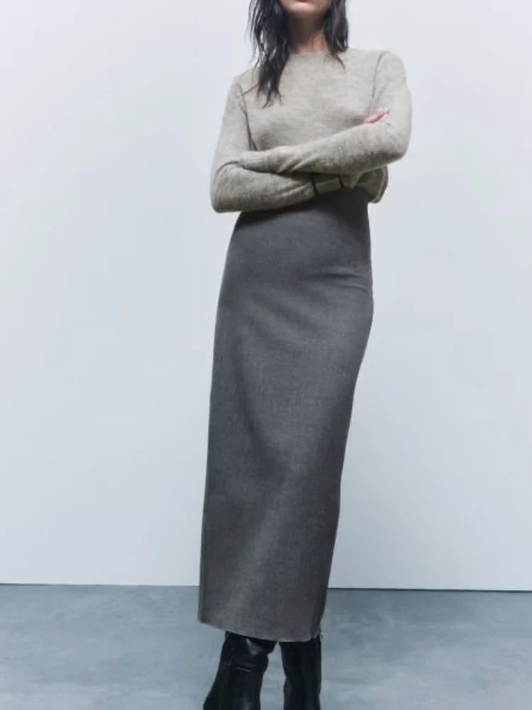 

Женские прямые брюки с высокой талией, повседневные однотонные облегающие брюки до середины икры с разрезом, элегантная уличная офисная одежда, осень 2023
