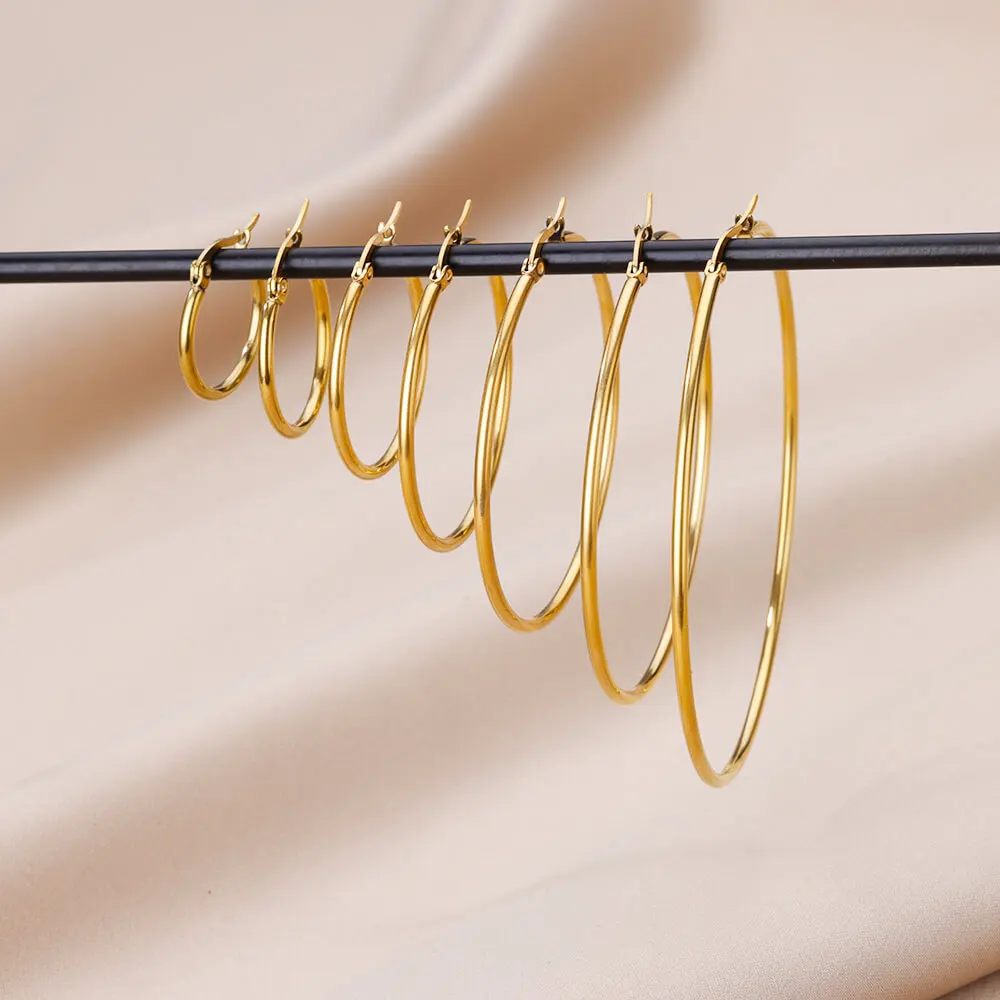 Gold Circle Hoop Earrings for Women and Girls