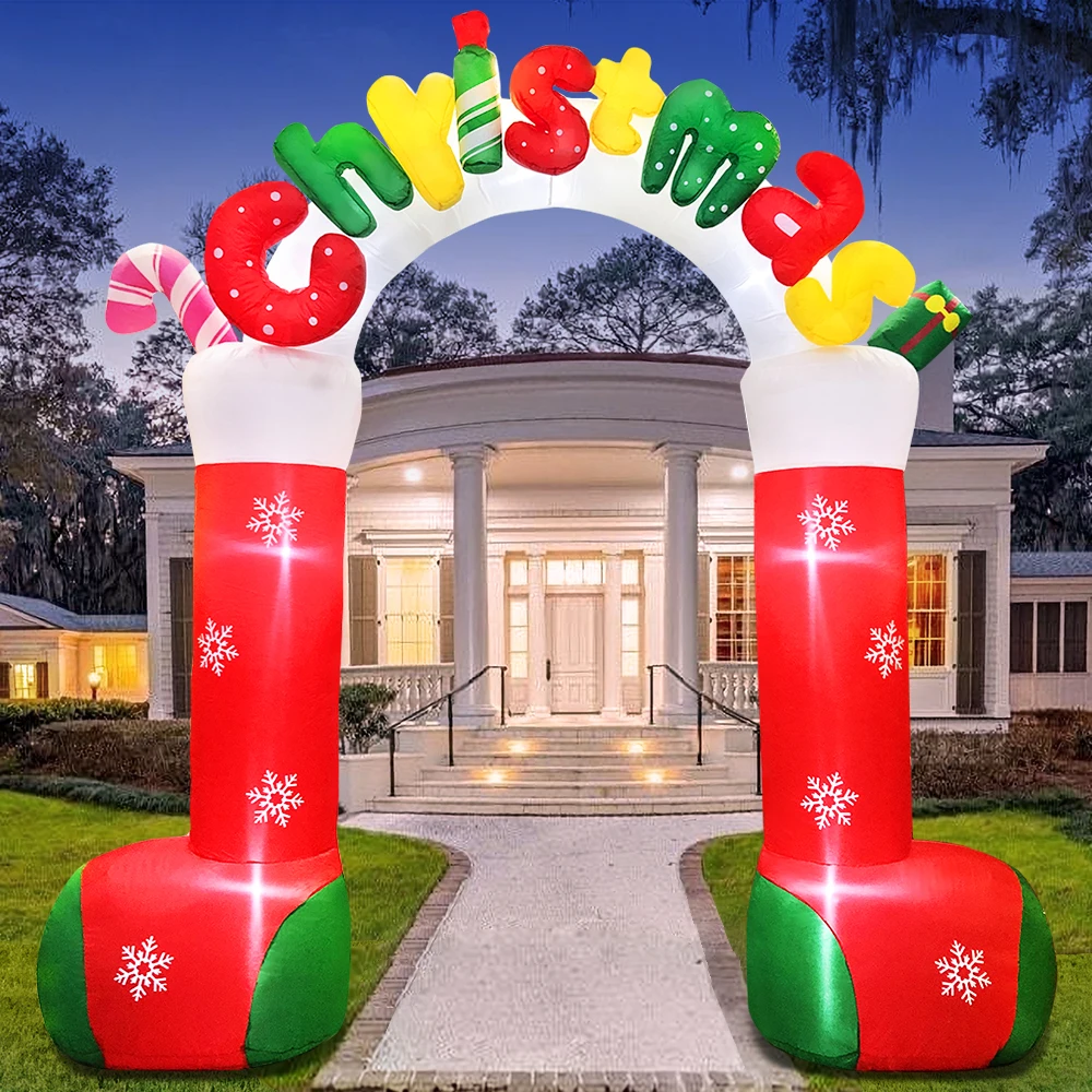 thumbnail image 1 of Arco de árbol de Navidad, muñeco de nieve, Papá Noel, oso polar, decoración inflable para el hogar y el exterior con luz LED, decoración para fiestas en el jardín, regalos, 1 of 4