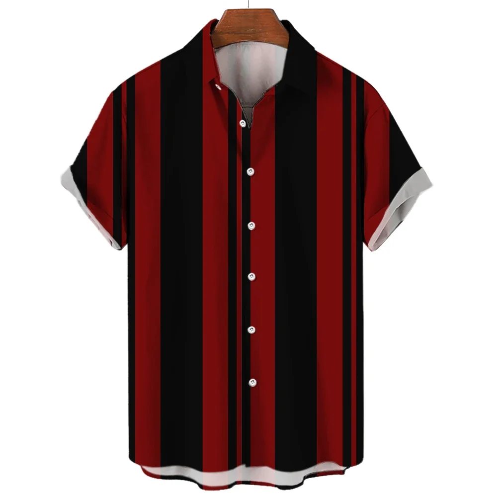 

Men's Simple Stripes Harajuku Casual Streetwear Hawaiian Shirt Fashion Dazn Short Sleeve Breathable Top Clothing Shirts For Men