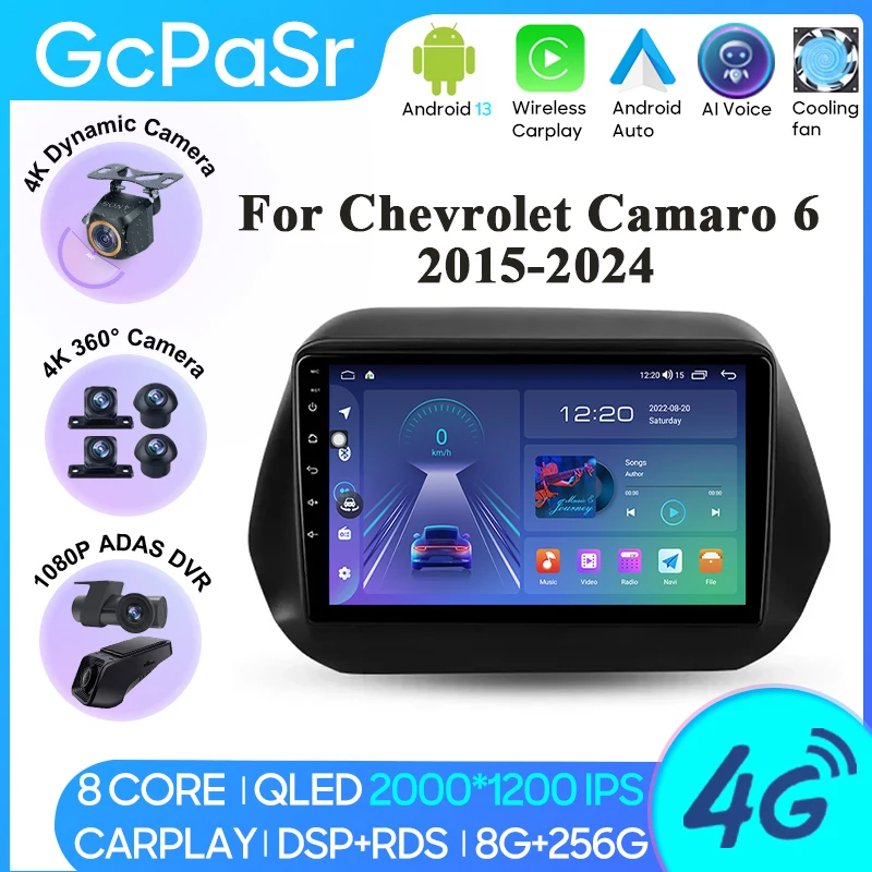 

Car Radio Carplay For Chevrolet Camaro 6 2015-2024 Navigation GPS Android Auto Bluetooth Stereo Screen Multimedia Player No 2din