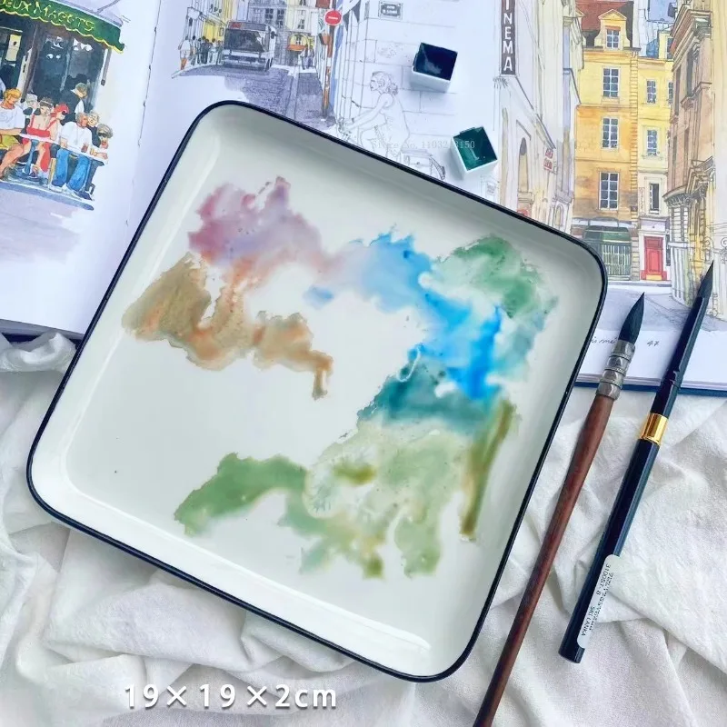 대형 수채화 세라믹 사각형 팔레트 청소가 용이한 미술 그림 용품 야외 아크릴 페인트 그림 제작 도구