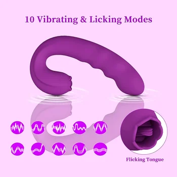 Clitoral Licking Rotating G Spot Vibrator, 3 In 1 Clit Tongue Dildo Vaginal Vibrating Stimulator 10 Modes Sex Toys For Woman 3