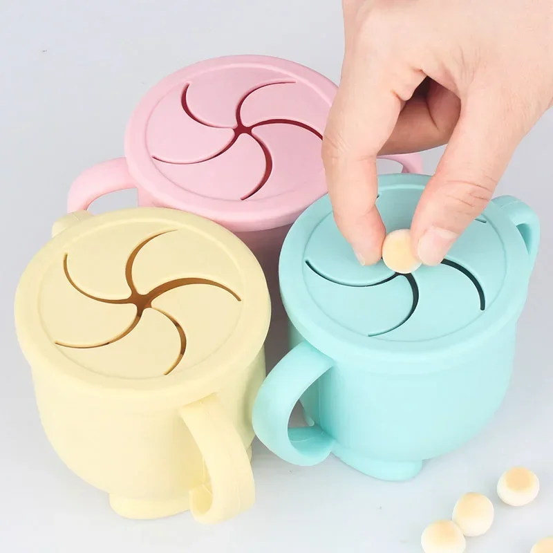 BPA Free Kids Silicone Food Storage Box Solid Color Baby Snack Cup Portable Children Snacks Container With Lid silicone cups