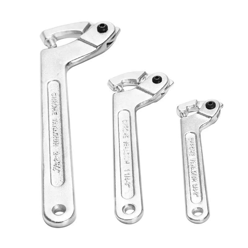 2pcs Adjustable Hook Wrench Pin Wrench C Spanner 19-51mm Round Head for  Auto 