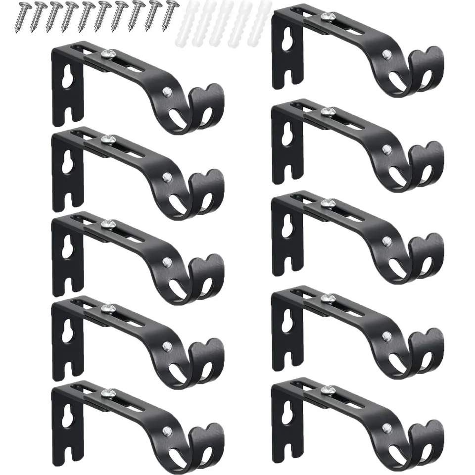 Adjustable Rod Brackets 10-Pack Bronze Curtain Rod Brackets - Heavy Duty  Wall Mounts For 1 Inch Rods, Adjustable 3.6-4.7 Inch Projection Curtain Rod  Brackets For Wall, image size:960x960
