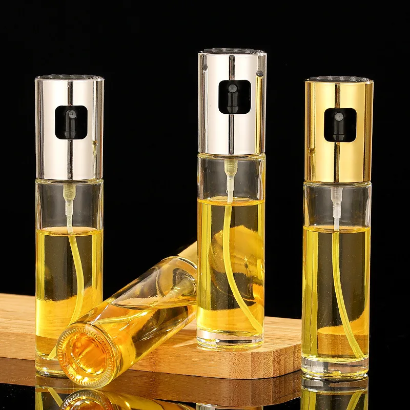 100ML Oil Spray Bottle ABS Press Type Kitchen Household Air Fryer Olive Spray Divine Appliance Barbecue Glass Oil Dispenser