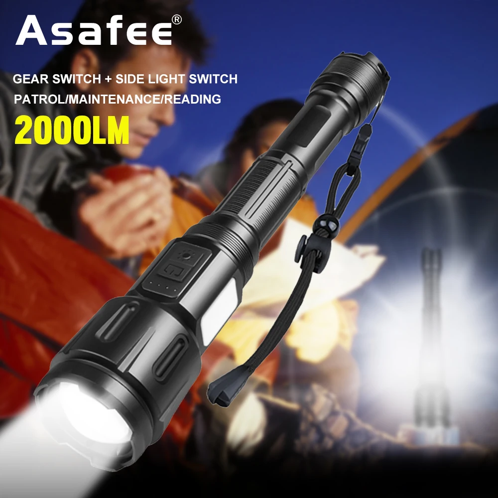 

Asafee Strong light LED Electric Torch USB Rechargeable 2000LM Electric Torch Suitable For Camping Work Study Electric Torch