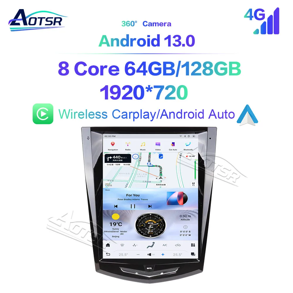 

10.5" Vertical Screen For Cadillac ATS CTS SRX Escalade Car Radio 2013-2018 Multimedia Player GPS Navi Auto Carplay Car Headunit