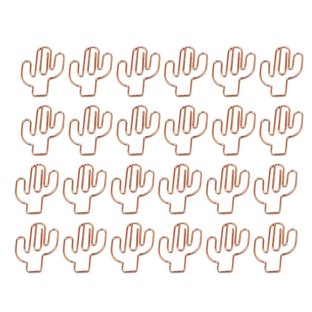 

24pcs Cactus Shape Paper Clips Cartoon File Clamps Office Stationery School Supplies Rose Gold