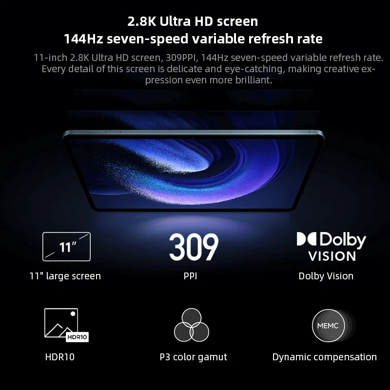 Xiaomi Pad 6 Snapdragon 870 128GB 256GB 11'' 2.8K 144Hz LCD Screen Wifi Tab 8840mAh Battery 13MP Camera Mi Tablet PC