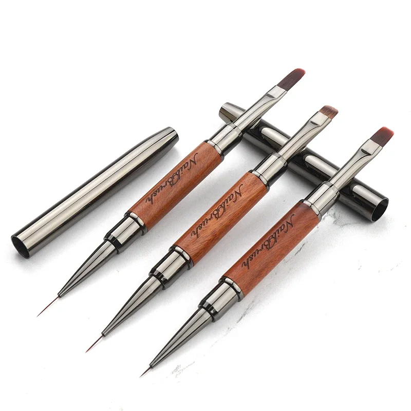 Dual-ended Nail Brush Acrylic Nail Art Brushes Professional UV Gel Polish Liner Flower Painting Drawing Manicure Tools 1PC