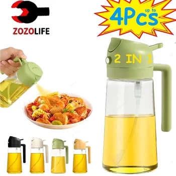 1-4Pcs 2in1 Oil Sprayer Bottle Plastic BBQ Cooking Oil Dispenser Olive Oil Pourers Sprayer Kitchen Baking Mister Vinegar Bottle 1