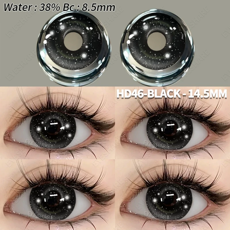 AMARA 2 Stück Cosplay farbige Kontaktlinsen Crazy White Kontaktlinsen Anime Black Eye Linsen Halloween Beauty Makeup Lens – Detail 9