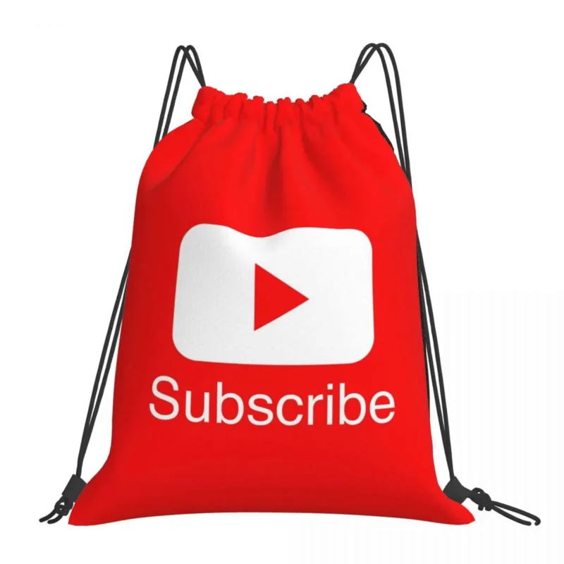 

You Tube Subscribe Play Button Videos Backpacks Casual Portable Drawstring Bags Drawstring Bundle Pocket Sports Bag Book Bags