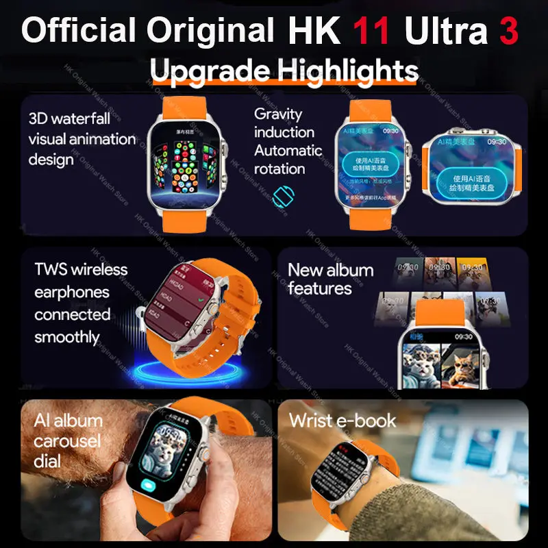 2026 New HK 11 ULTRA 3 Max Smartwatch 49mm AMOLED 4G ROM AI Robot Bluetooth Call Network Clock NFC Compass Smart Watch Men Women 3