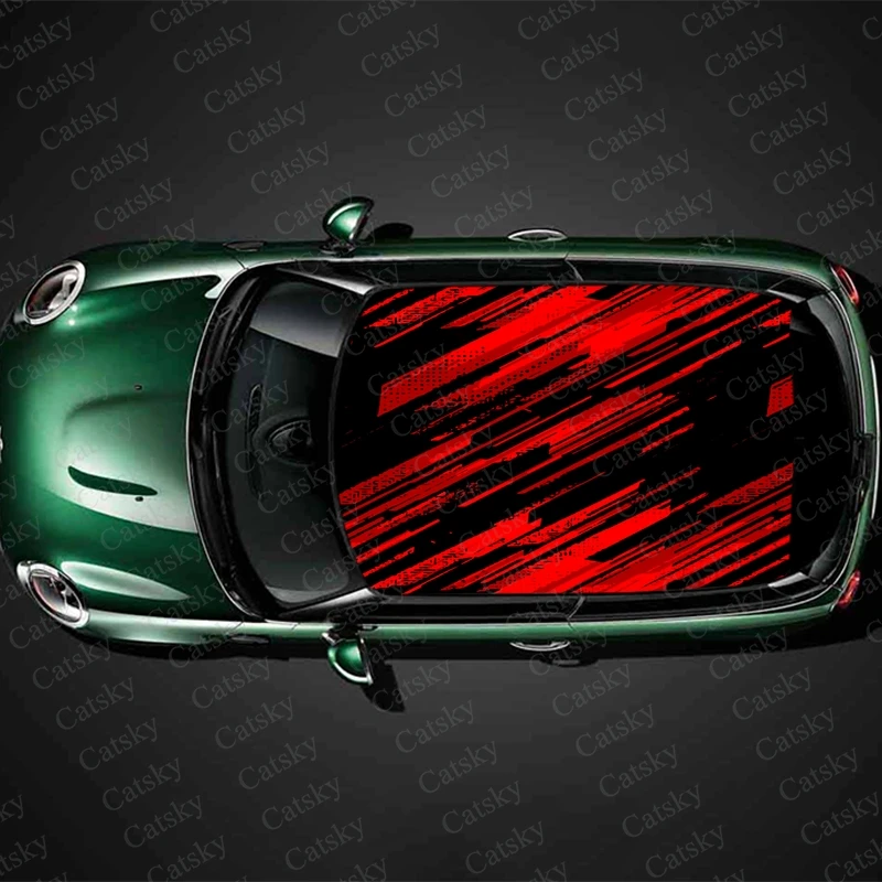 

Наклейка на крышу автомобиля, ПВХ наклейка на крышу автомобиля, с красными линиями, несимметричная, для гонок, кроссоверов, аксессуаров для упаковки, с рисунком, на заказ