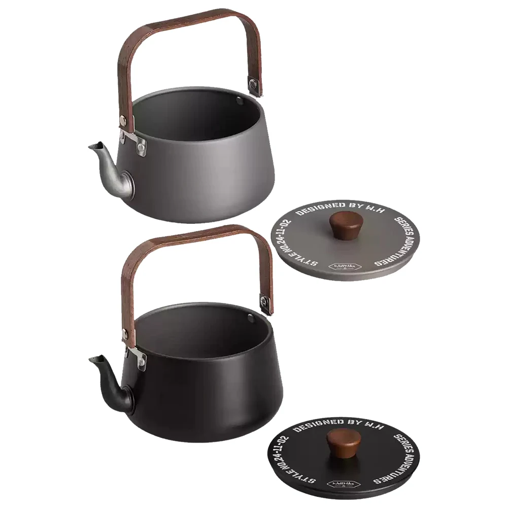 1.1L Boiling Stovetop Pot with Wooden Handle Lightweight Coffee Pot Aluminum Alloy for Outdoor Travel Camping