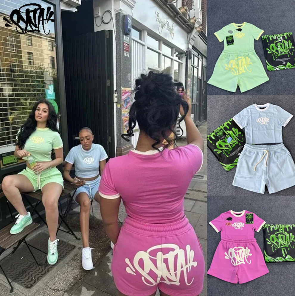 Syna World Summer Set Herren 2-tlg. - Y2K Hip Hop Sportanzug Mit Bedrucktem T-Shirt & Shorts