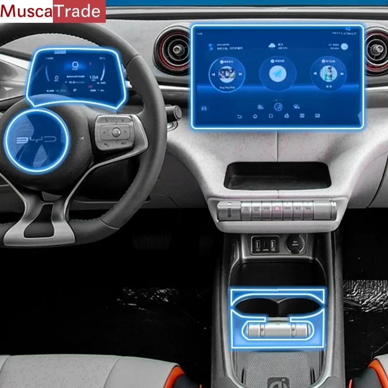 

For BYD Dolphin EV Electric 2023 Car Interior Center Console Screen Protective Film Anti-scratch Repair Sticker Accessories