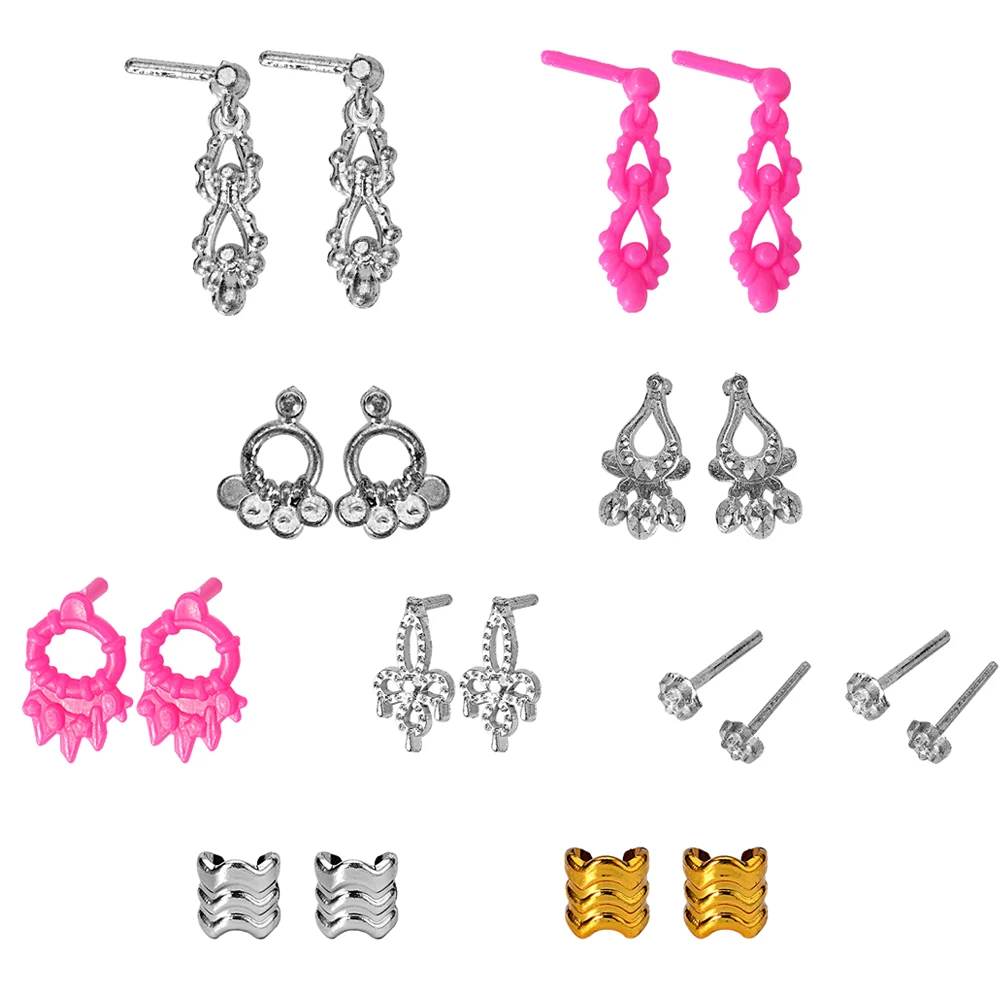 

NK Official 10 Pairs/ Set Fashion Jewelry Earring For Barbie Doll Girl's 1/6 Doll Accessory Party Toys DIY Makeup Bracelet