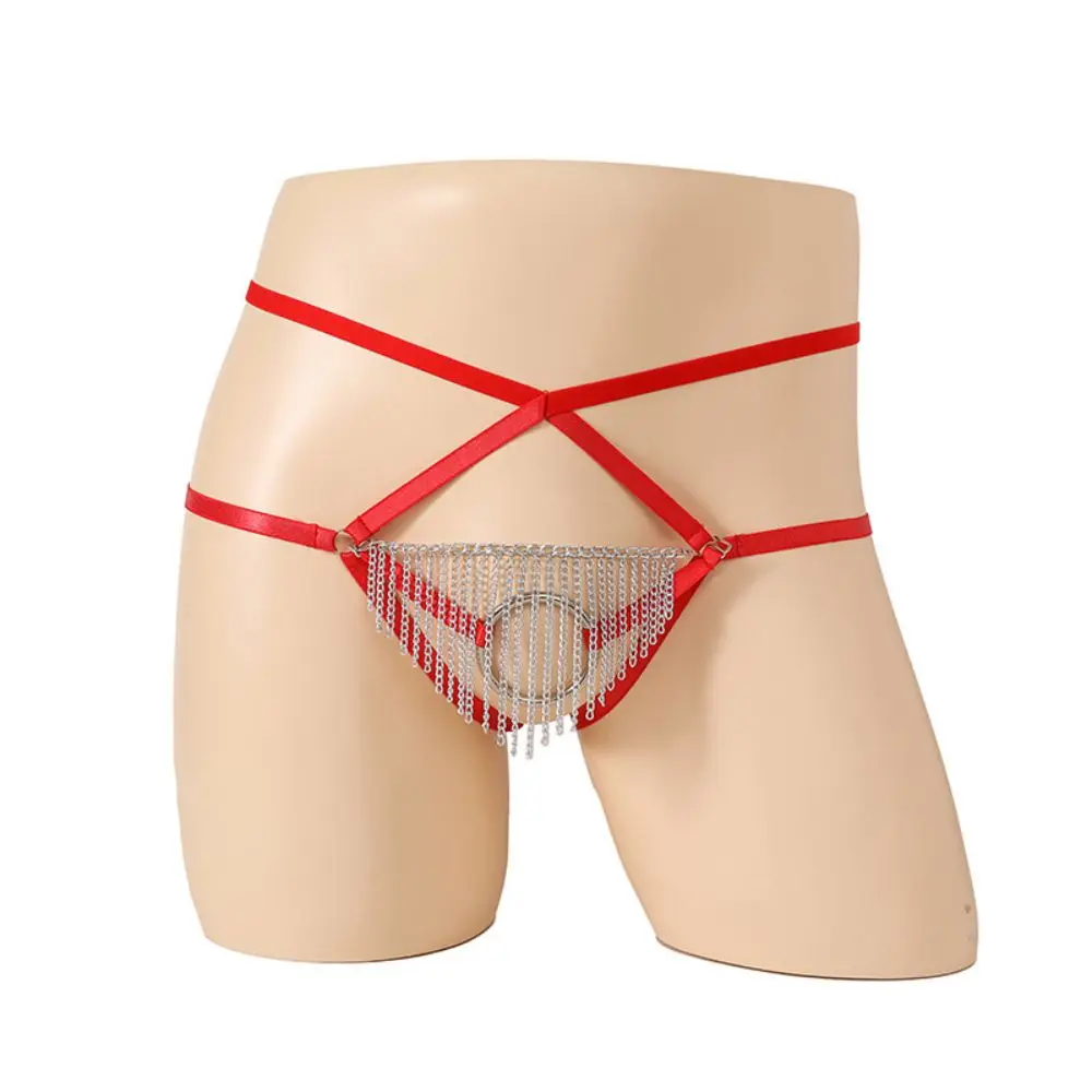 

Men'S Elastic Thong T-Pants Underwear Hollow Circular Chain And Fun Lingerie Gay Slips Lingerie Cueca Calzoncillos