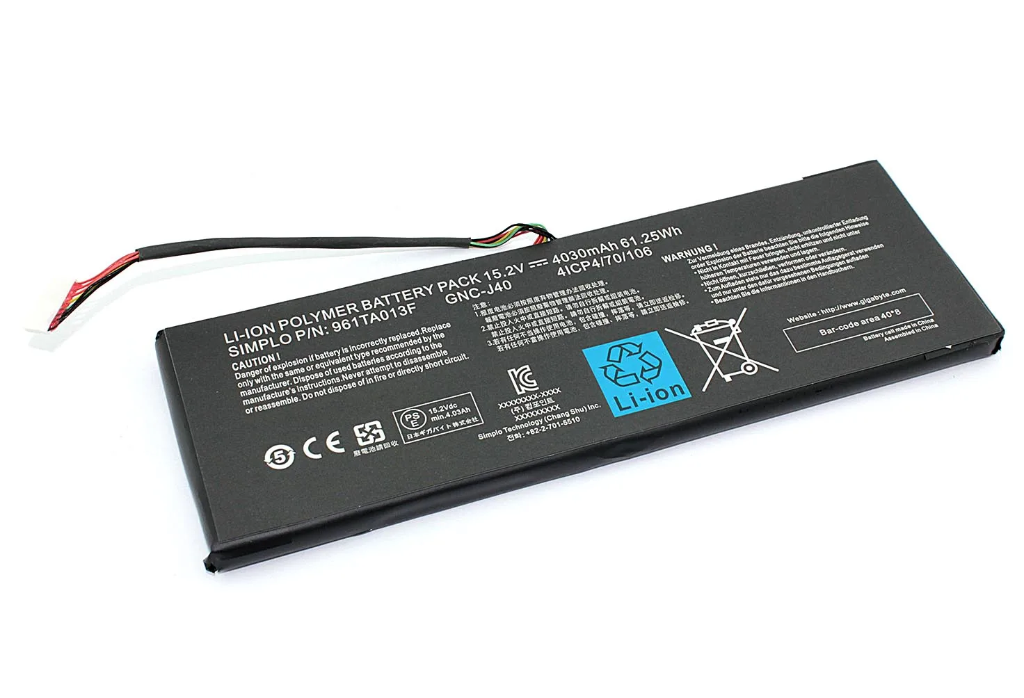 Rechargeable battery for laptop gigabyte p34g v2-3 (gnc-j40) 15.2v 4030mAh | Компьютеры и офис