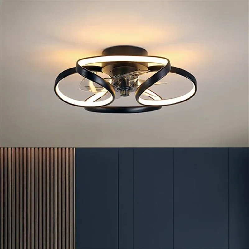 

Modern Luxury LED Ceiling Fan Light Creative bedroom Living Room Celing Fan with Light APP Remote Control Invisible Electric Fan