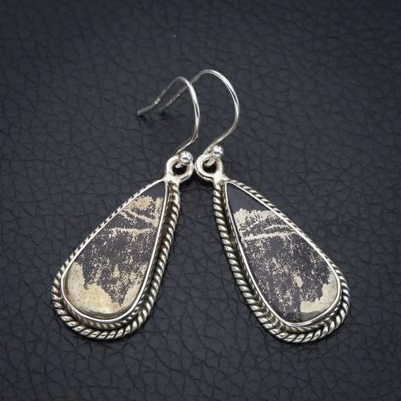 

StarGems Apache Gold Stone Handmade 925 Sterling Silver Earrings 1.75" F5684