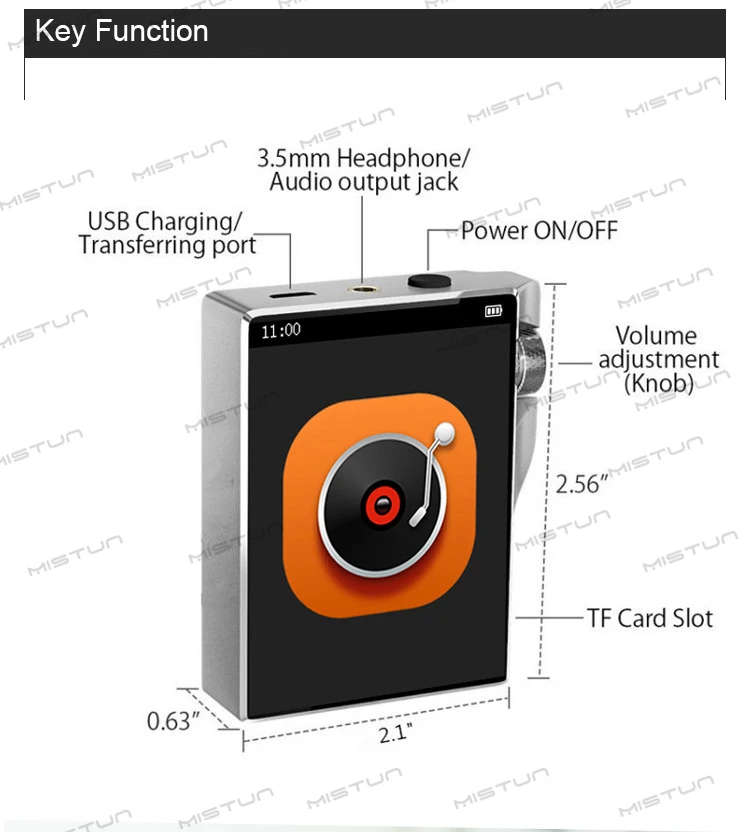 HIFI DSD lossless decoding MP3 music player Bluetooth 2.4" Touch Screen small sports portable Walkman FM / e-book / recorder