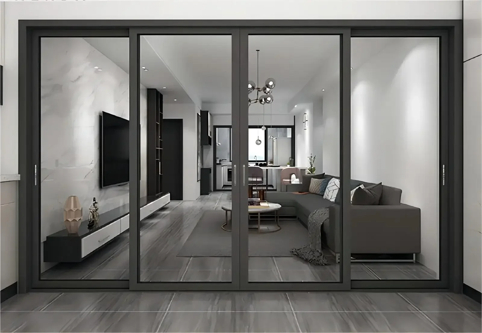 Minimalist Design Sliding Door Exterior Patio Aluminum Door Cutomized Balcony Sliding Glass Doors Heat Sound Insulation