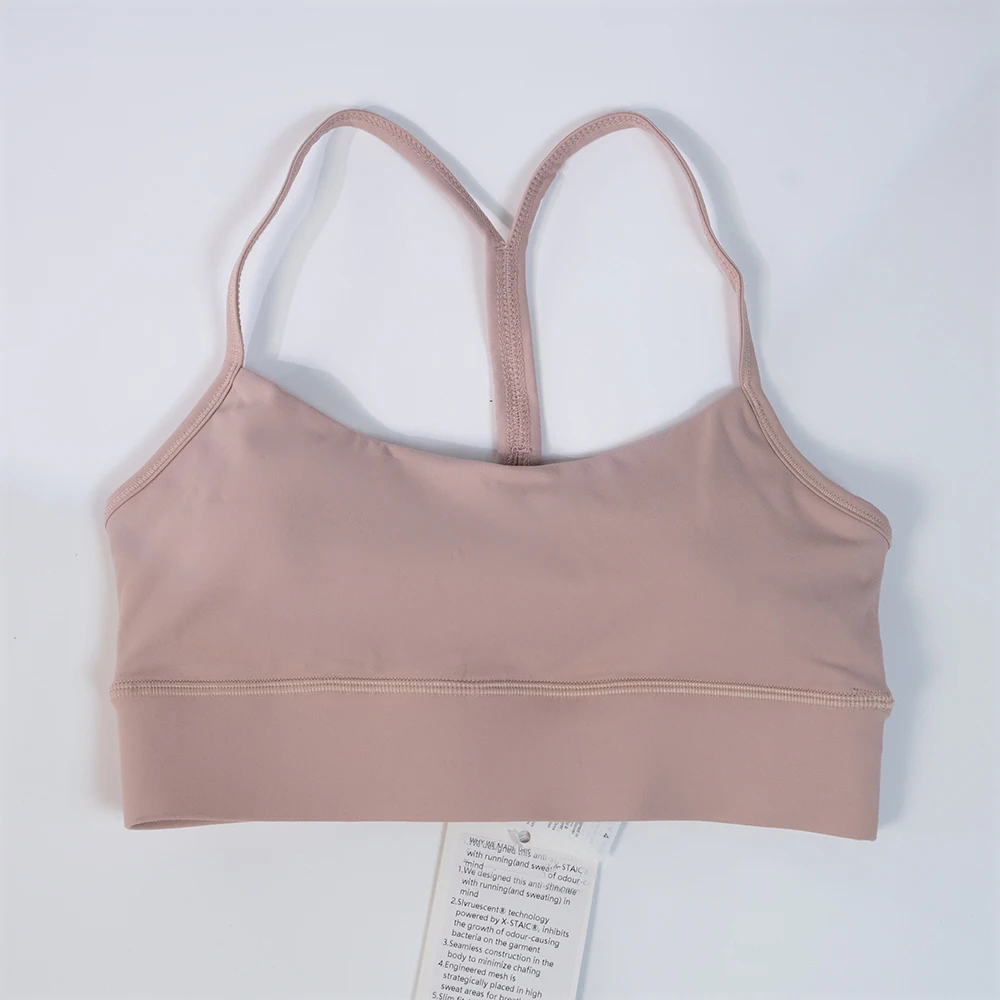 Yoga suit, Y-shaped beautiful back, women's sports quick drying underwear, nude double-sided brushed solid color bra, sports top 5