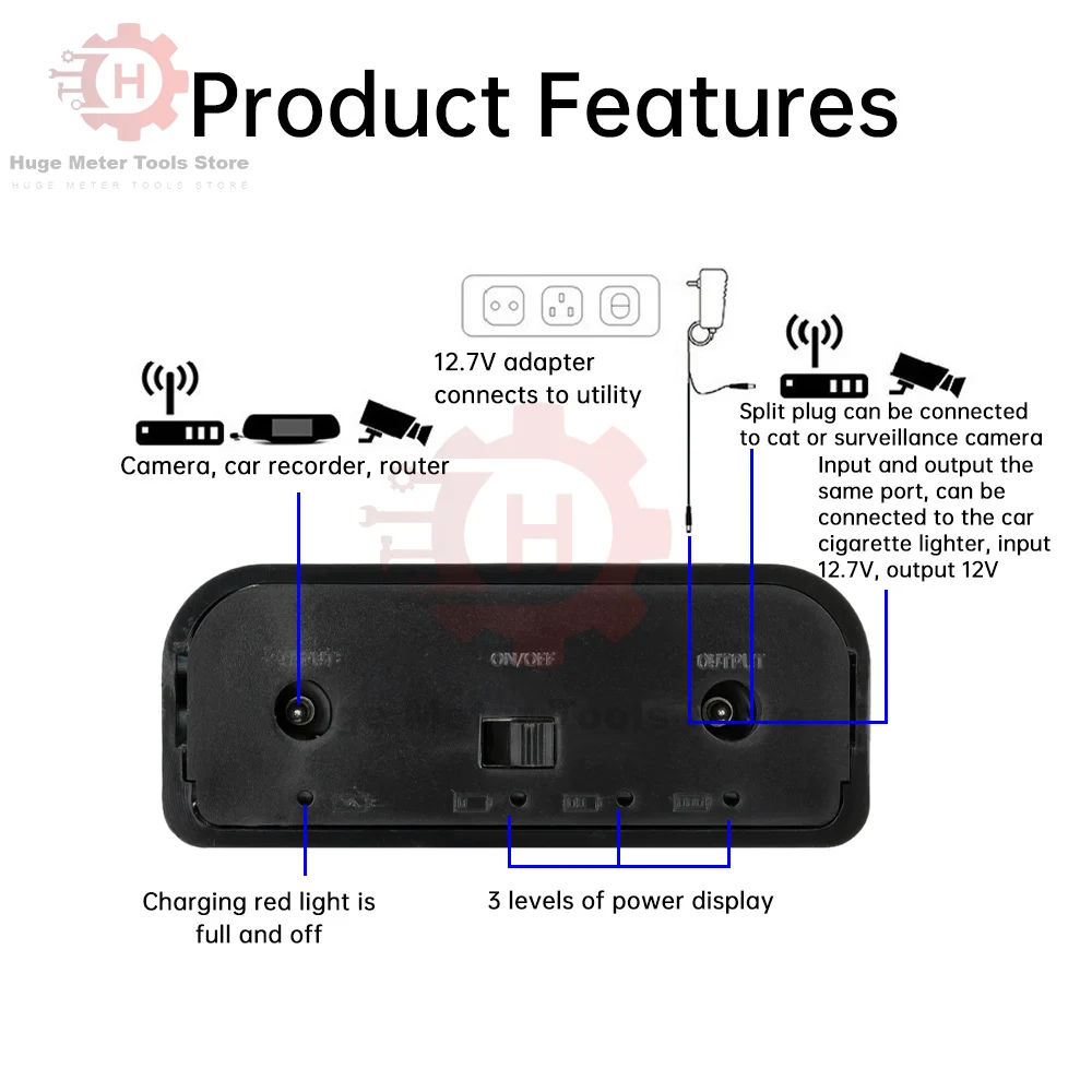 DC 12V USB Uninterrupted Power Supply Box 3x18650 Battery DIY Power Bank Box for Router Cellphone Tablet Modem CCTV Camera Uninterruptible power supply