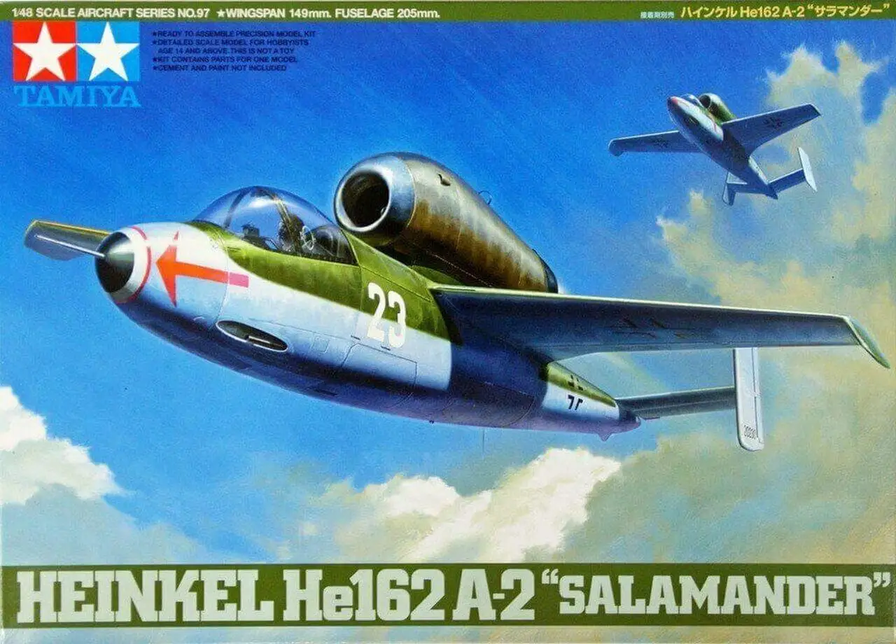

Tamiya модель 61097 масштаб 1/48 немецкий набор истребителей Heinkel He162 Саламандра