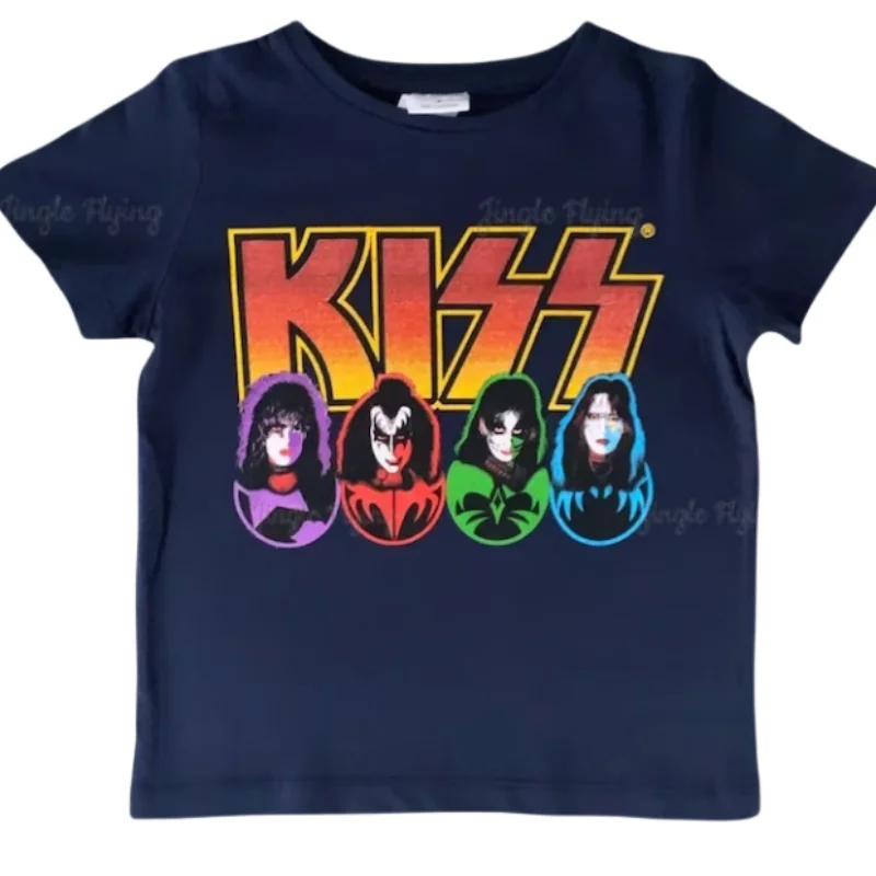 Kids Kiss Top T-Shirt Kid's Kiss Tee Rock Band Music T-Shirt For