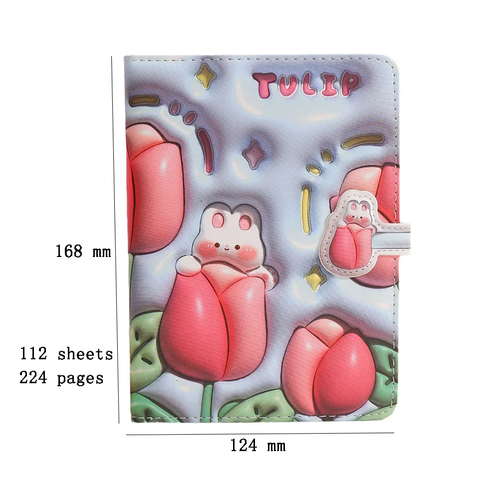 Caderno Bonito dos Desenhos Animados com Fivela Magnética Coelho Página de Cor Ilustração Capa Macia Diário Agenda Planner Bloco de Notas - Imagem 4