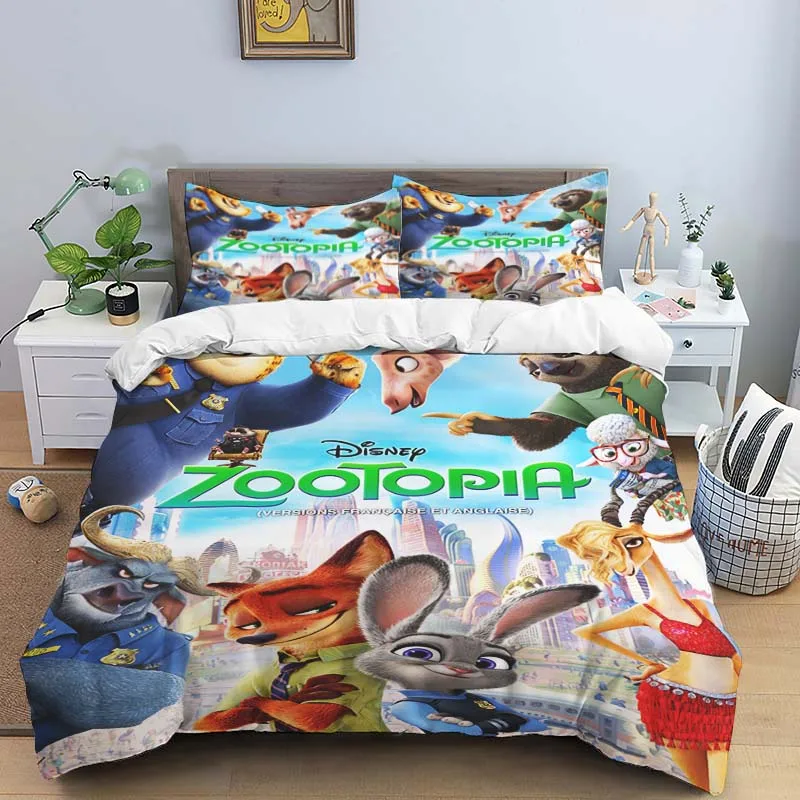 

Disney Zootopia Cartoon Bedding Set Cute 3D Printing Home Decoration Pillowcase Quilt Cover Cute Gift To Family and Friends