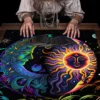 Mystical Colorful Sun and Moon Tarot Card Tablecloth Divination Altar Cloth Tarot Mat Witchcraft Astrology Oracle Cards Pads 1