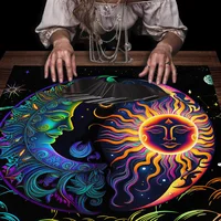 Mystical Colorful Sun and Moon Tarot Card Tablecloth Divination Altar Cloth Tarot Mat Witchcraft Astrology Oracle Cards Pads 1